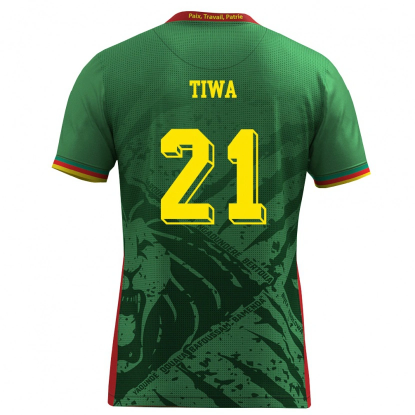 Danxen Kid Cameroon Yvan Tiwa #21 Green Yellow Red Home Jersey 26-28 T-Shirt