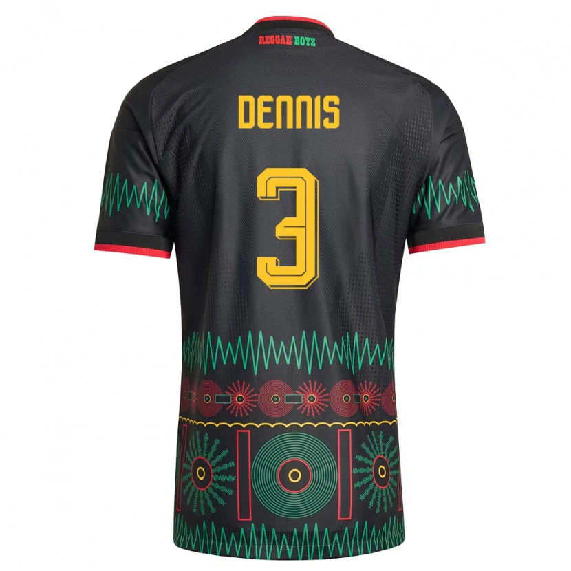 Danxen Kid Jamaica Earl Dennis #3 Black Red Yellow Away Jersey 26-28 T-Shirt