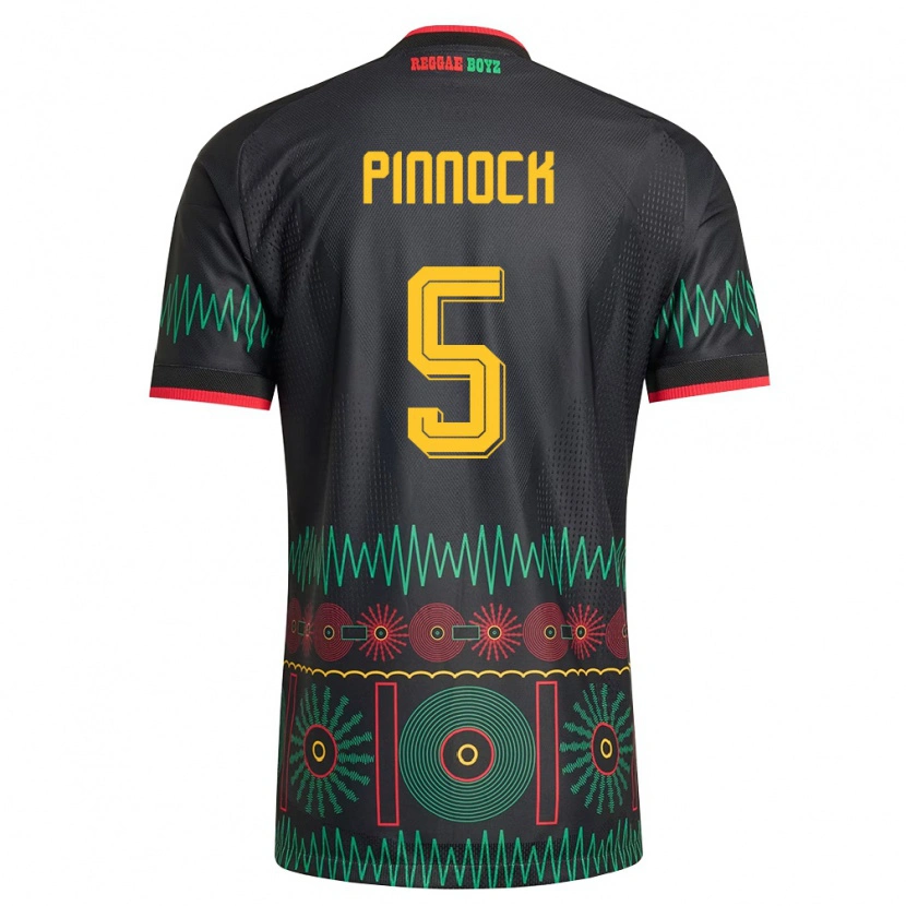 Danxen Kid Jamaica Ethan Pinnock #5 Black Red Yellow Away Jersey 26-28 T-Shirt