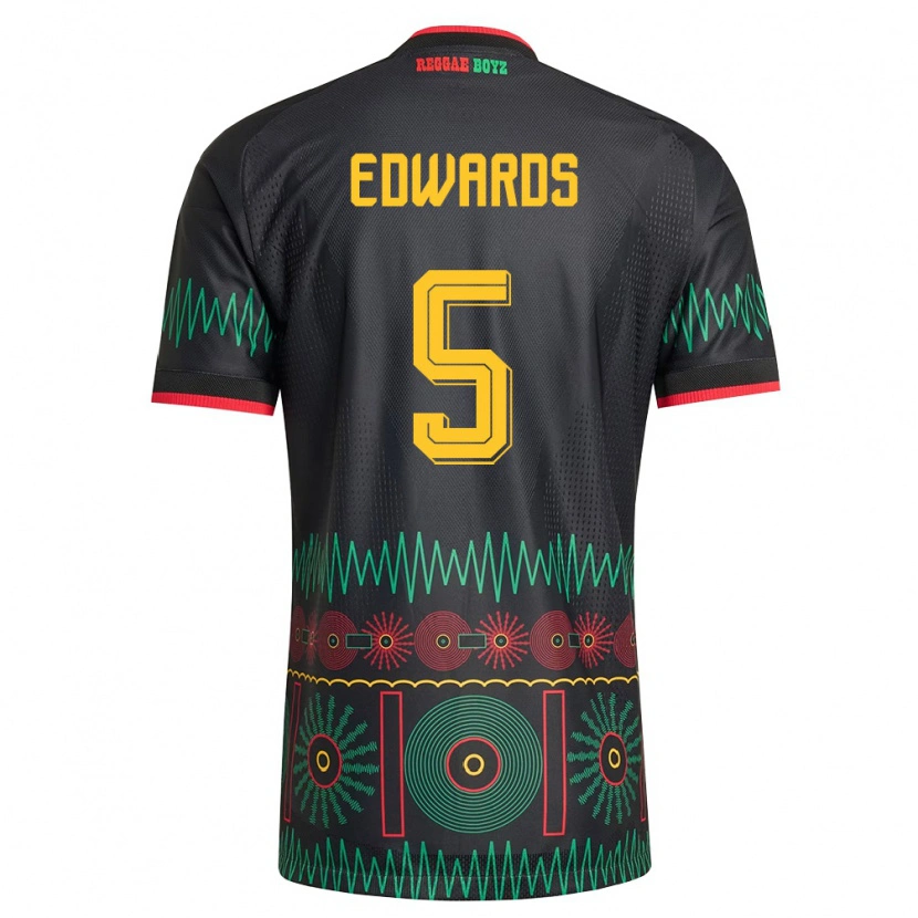 Danxen Kid Jamaica Jaeshawn Edwards #5 Black Red Yellow Away Jersey 26-28 T-Shirt