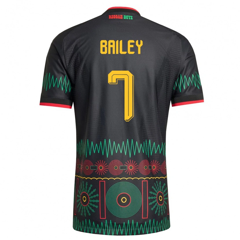Danxen Kid Jamaica Leon Bailey #7 Black Red Yellow Away Jersey 26-28 T-Shirt