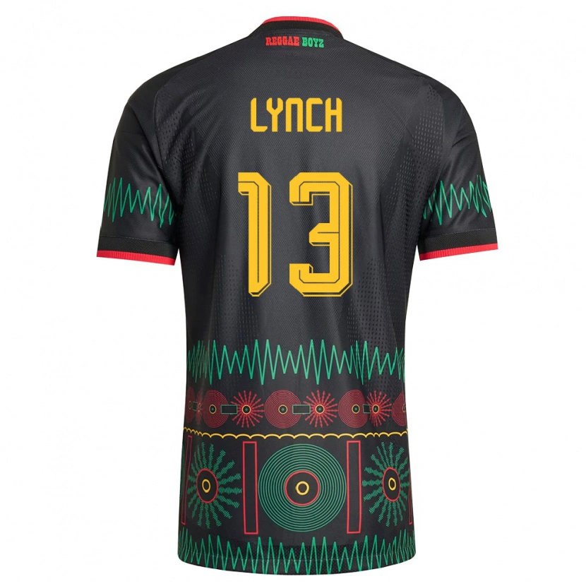 Danxen Kid Jamaica Taywane Lynch #13 Black Red Yellow Away Jersey 26-28 T-Shirt