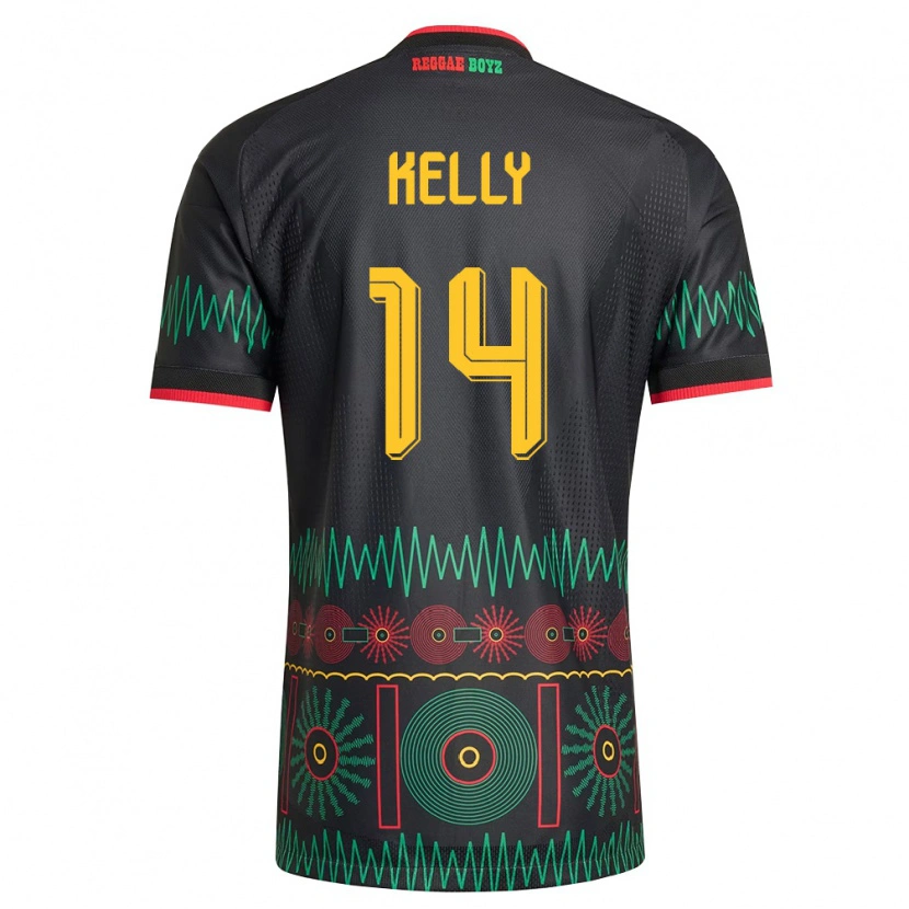 Danxen Kid Jamaica Raheem Kelly #14 Black Red Yellow Away Jersey 26-28 T-Shirt