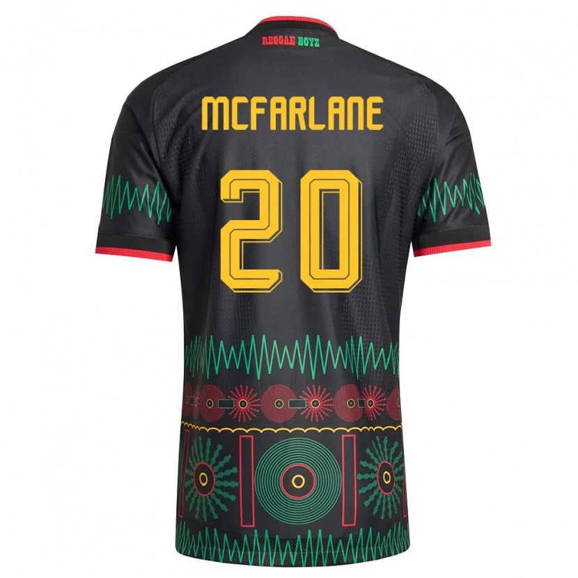 Danxen Kid Jamaica Ayden Mcfarlane #20 Black Red Yellow Away Jersey 26-28 T-Shirt