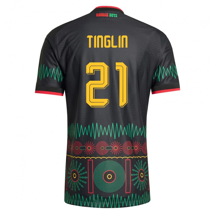 Danxen Kid Jamaica Carlyle Tinglin #21 Black Red Yellow Away Jersey 26-28 T-Shirt