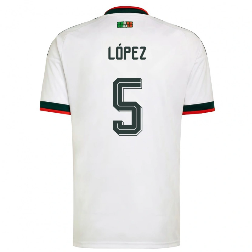 Danxen Kid Mexico Jimena Lopez #5 White Burgundy Green Away Jersey 26-28 T-Shirt