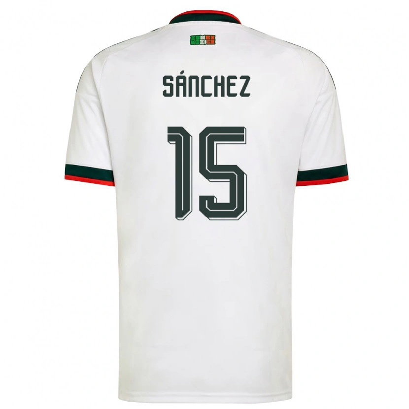 Danxen Kid Mexico Eliud Sánchez #15 White Burgundy Green Away Jersey 26-28 T-Shirt