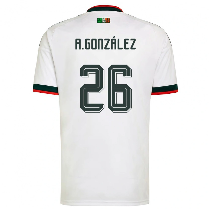 Danxen Kid Mexico Armando González #26 White Burgundy Green Away Jersey 26-28 T-Shirt