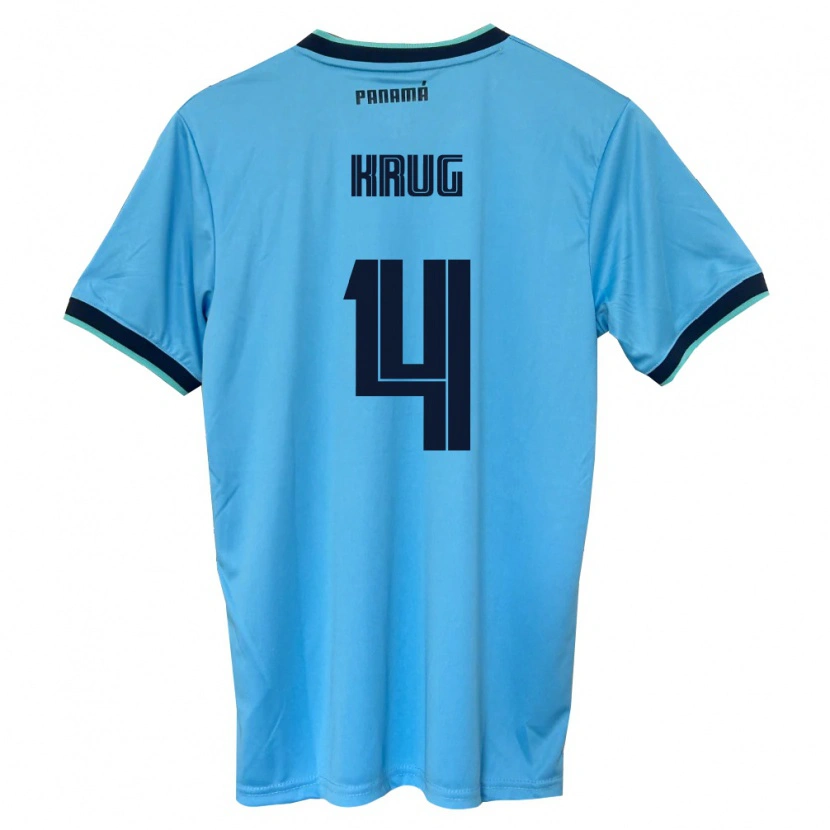 Danxen Kid Panama Martín Krug #4 Sky Blue Black Away Jersey 26-28 T-Shirt