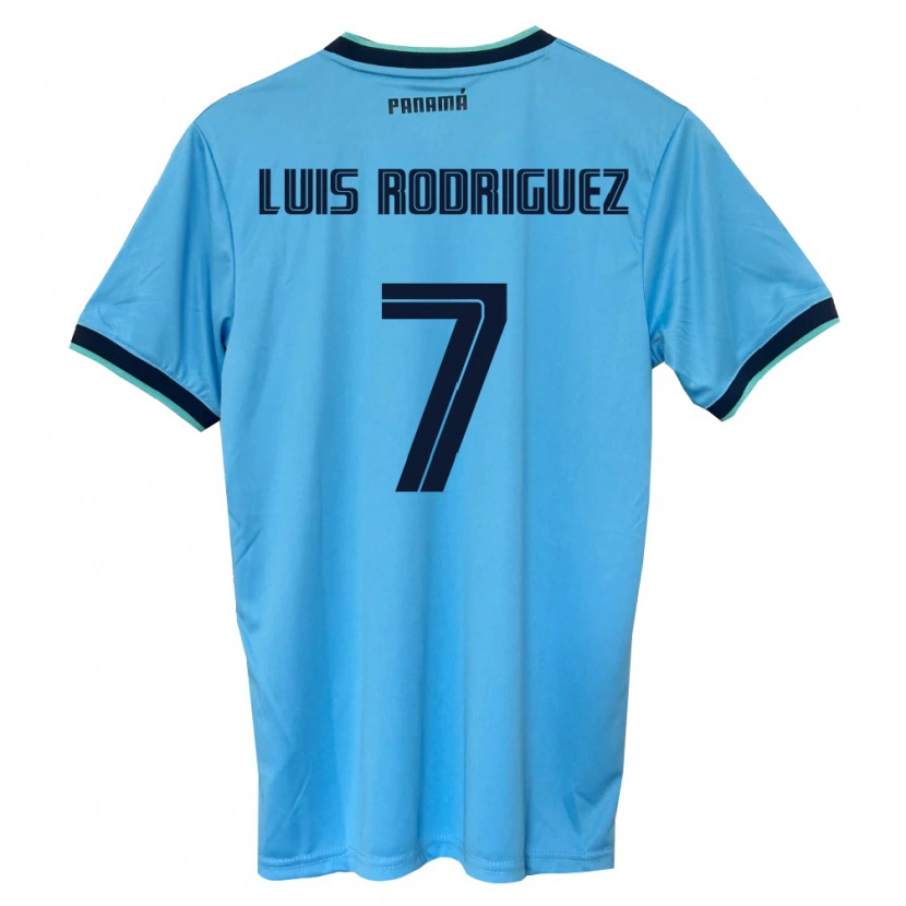 Danxen Kid Panama José Luis Rodríguez #7 Sky Blue Black Away Jersey 26-28 T-Shirt