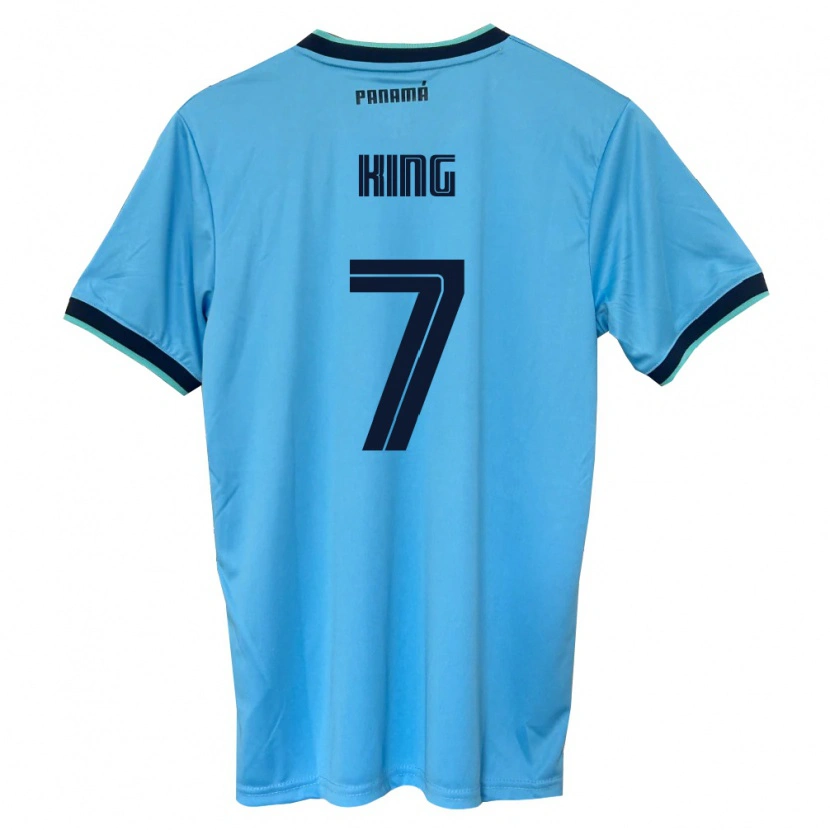 Danxen Kid Panama Sherline King #7 Sky Blue Black Away Jersey 26-28 T-Shirt