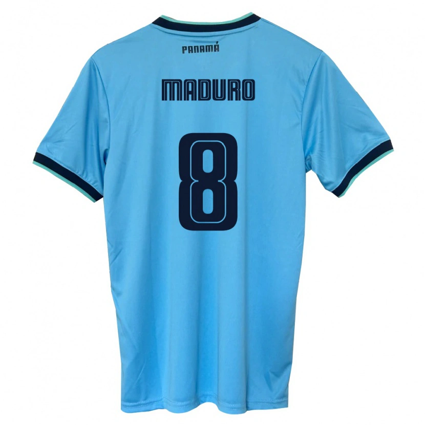 Danxen Kid Panama Alfredo Maduro #8 Sky Blue Black Away Jersey 26-28 T-Shirt