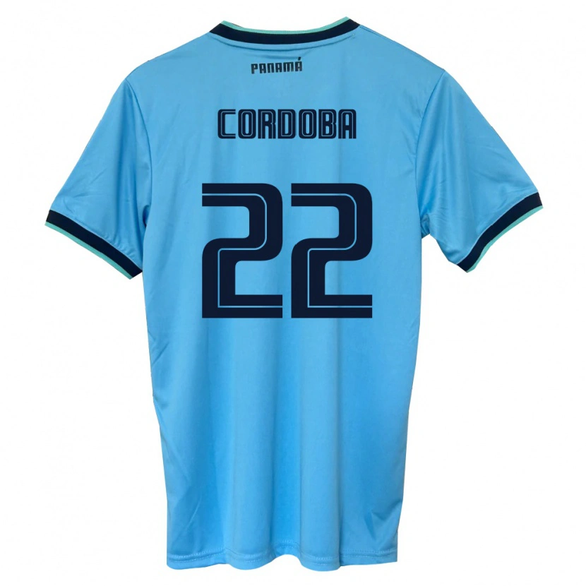 Danxen Kid Panama Farissa Córdoba #22 Sky Blue Black Away Jersey 26-28 T-Shirt