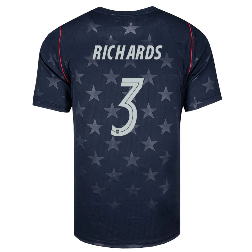 Danxen Kid United States Chris Richards #3 Black White Red Away Jersey 26-28 T-Shirt