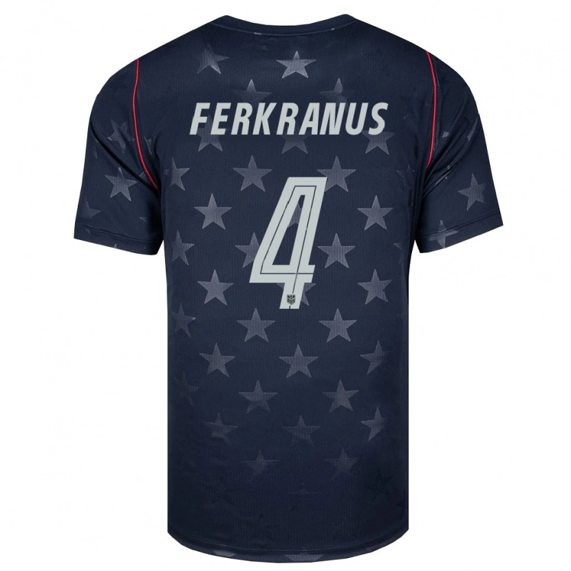 Danxen Kid United States Marcus Ferkranus #4 Black White Red Away Jersey 26-28 T-Shirt