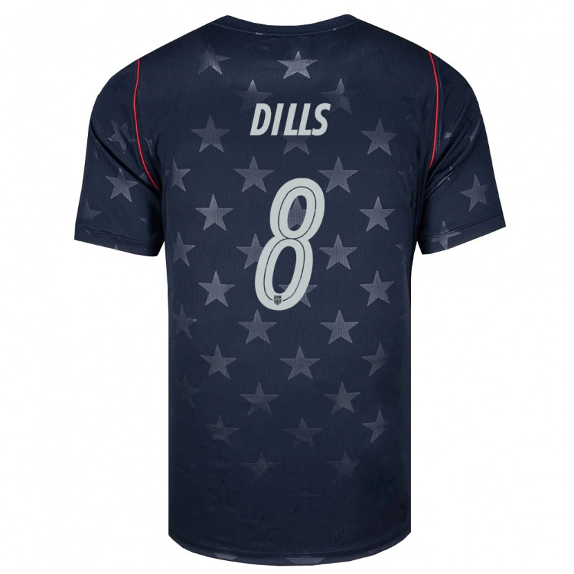 Danxen Kid United States Marvin Dills #8 Black White Red Away Jersey 26-28 T-Shirt