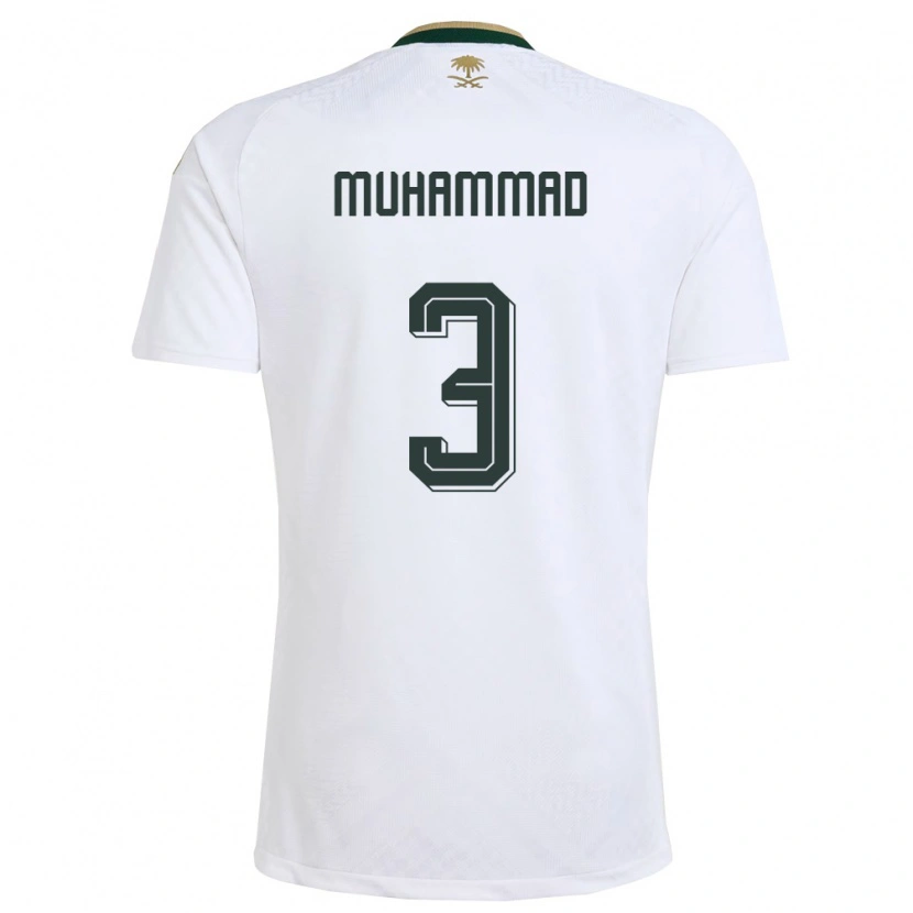 Danxen Kid Saudi Arabia Lin Muhammad #3 White Green Gold Away Jersey 26-28 T-Shirt