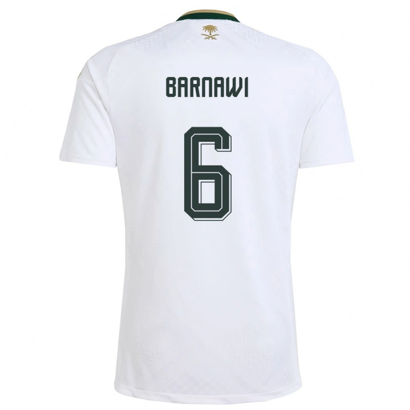 Danxen Kid Saudi Arabia Saleh Barnawi #6 White Green Gold Away Jersey 26-28 T-Shirt