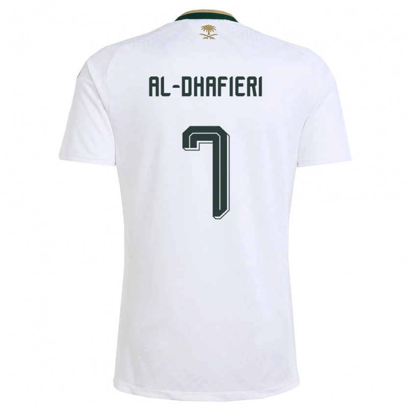 Danxen Kid Saudi Arabia Jathob Al-Dhafieri #7 White Green Gold Away Jersey 26-28 T-Shirt