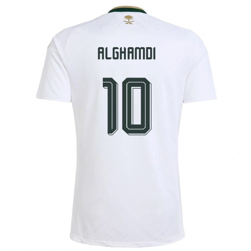 Danxen Kid Saudi Arabia Ahmad Alghamdi #10 White Green Gold Away Jersey 26-28 T-Shirt