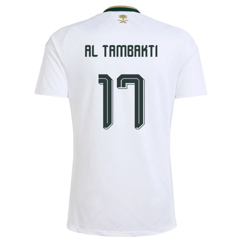 Danxen Kid Saudi Arabia Hassan Al Tambakti #17 White Green Gold Away Jersey 26-28 T-Shirt
