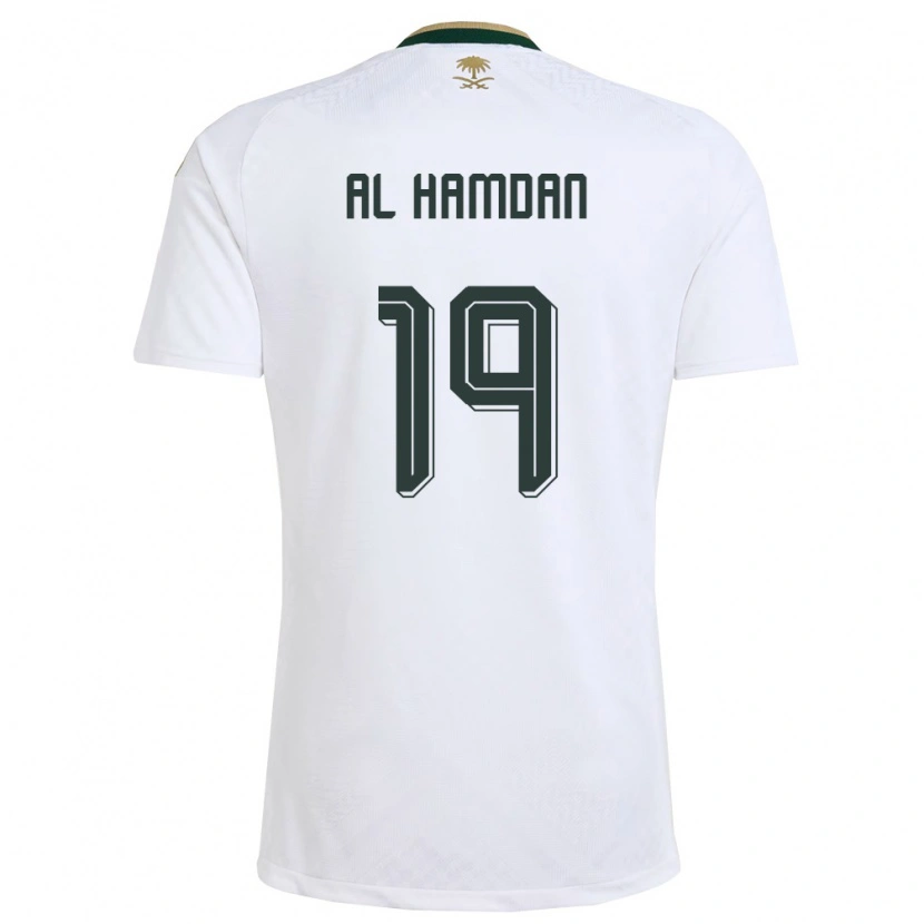 Danxen Kid Saudi Arabia Abdullah Al-Hamdan #19 White Green Gold Away Jersey 26-28 T-Shirt