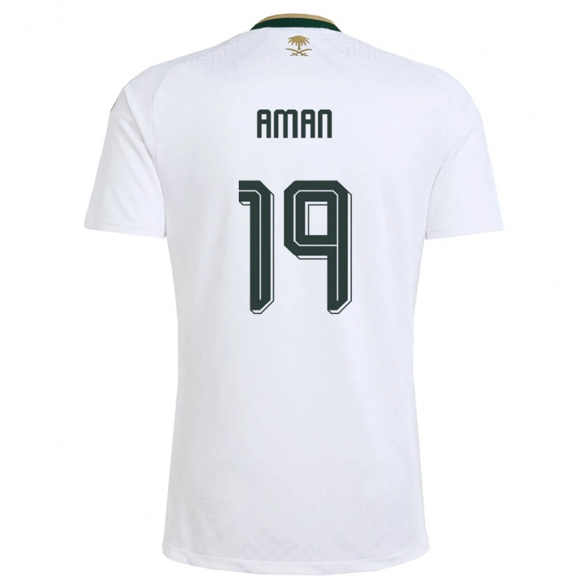Danxen Kid Saudi Arabia Awad Aman #19 White Green Gold Away Jersey 26-28 T-Shirt