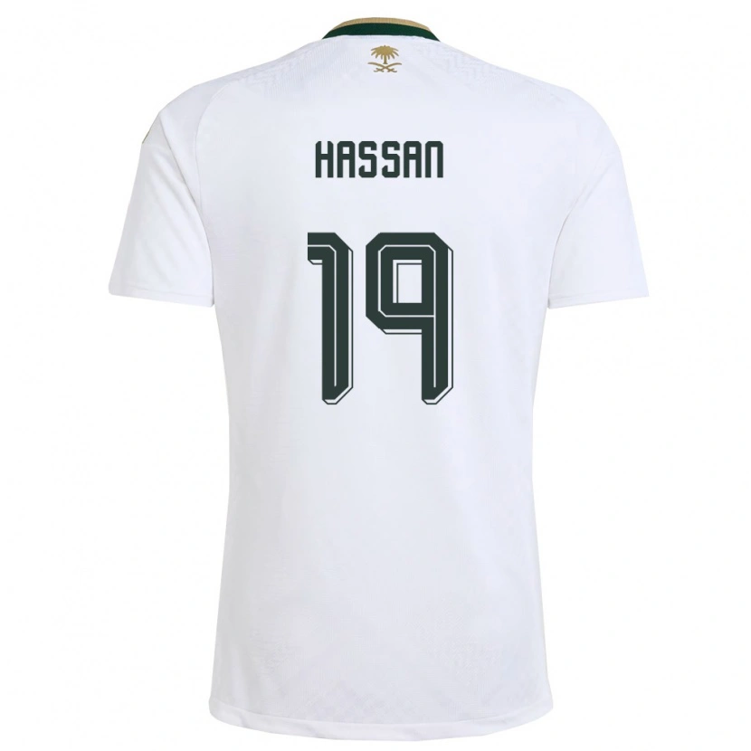 Danxen Kid Saudi Arabia Abdulhakim Hassan #19 White Green Gold Away Jersey 26-28 T-Shirt
