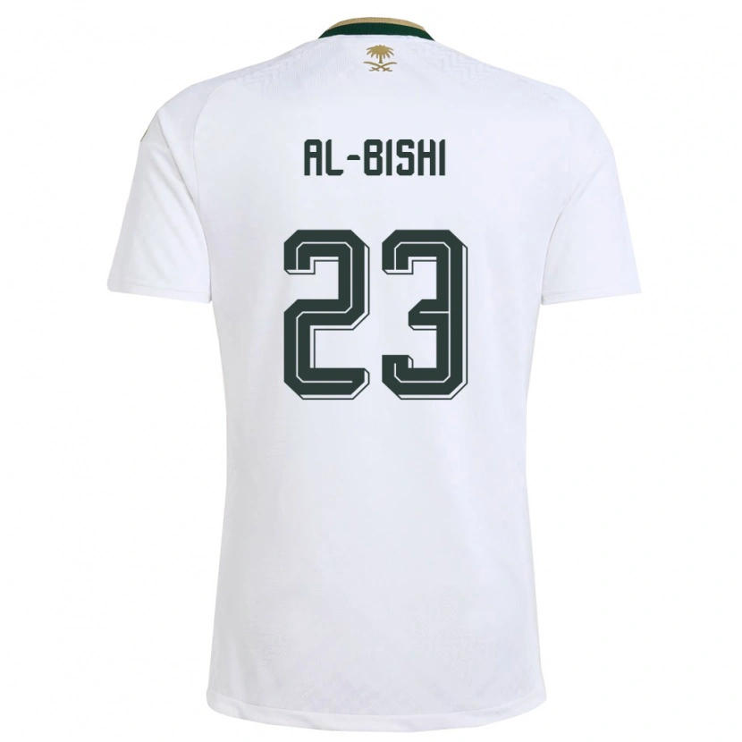 Danxen Kid Saudi Arabia Abdullah Al-Bishi #23 White Green Gold Away Jersey 26-28 T-Shirt