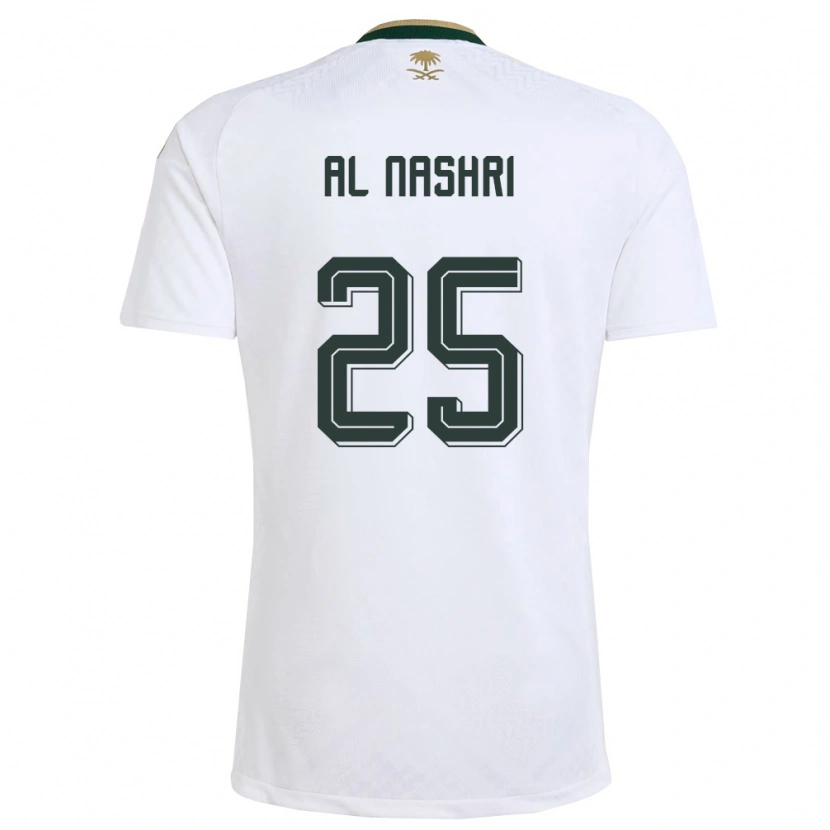 Danxen Kid Saudi Arabia Awad Al Nashri #25 White Green Gold Away Jersey 26-28 T-Shirt