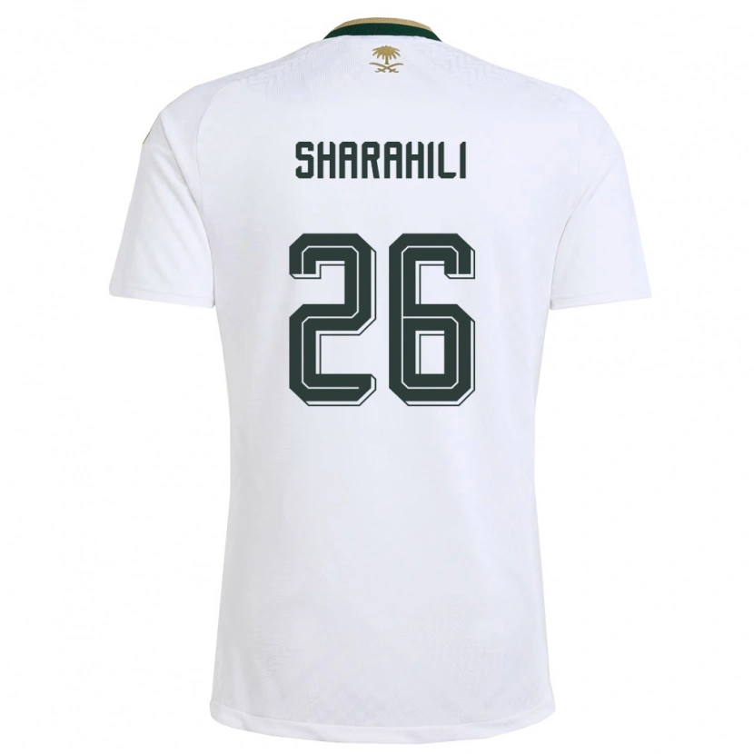 Danxen Kid Saudi Arabia Riyadh Sharahili #26 White Green Gold Away Jersey 26-28 T-Shirt