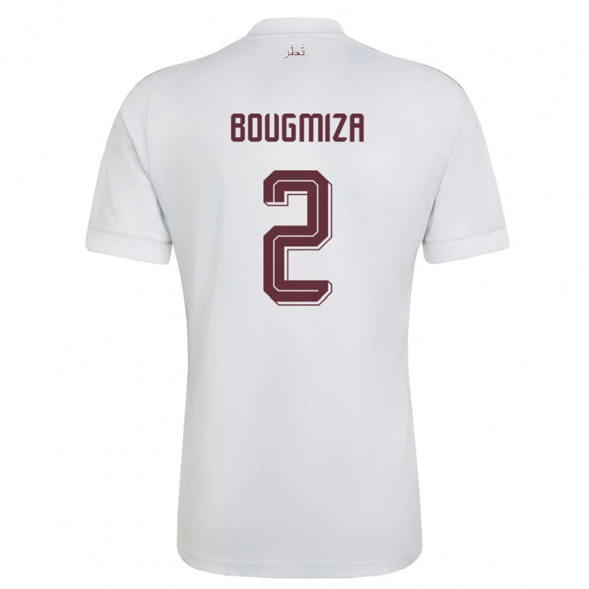 Danxen Kid Qatar Rami Bougmiza #2 White Burgundy Away Jersey 26-28 T-Shirt