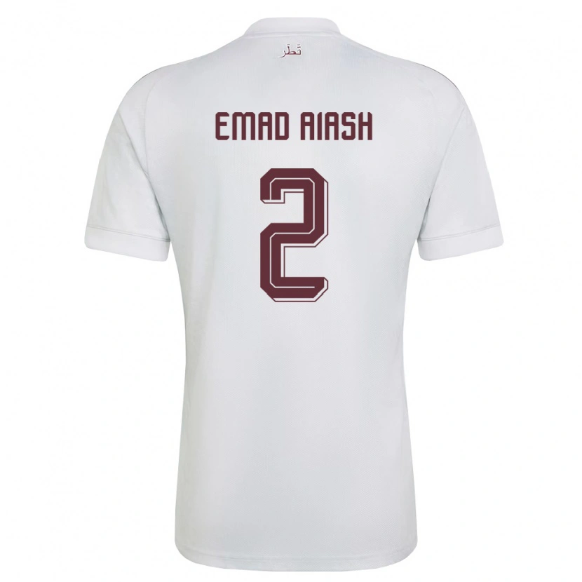 Danxen Kid Qatar Mohamed Emad Aiash #2 White Burgundy Away Jersey 26-28 T-Shirt