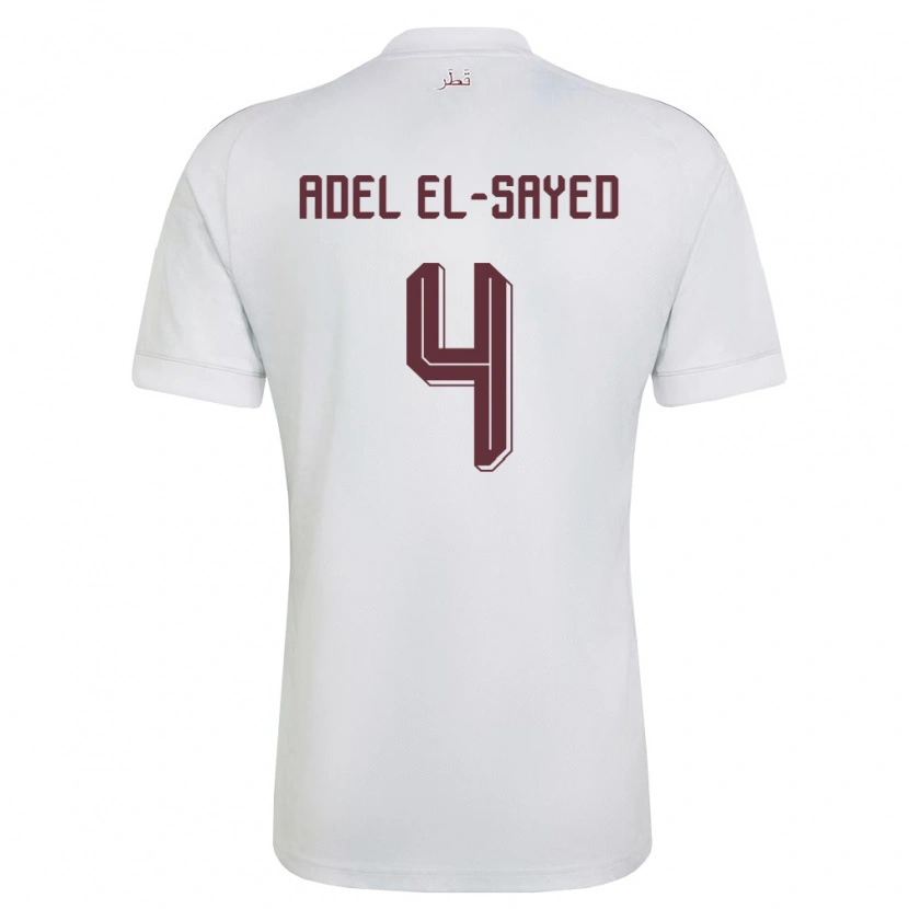 Danxen Kid Qatar Ahmed Adel El-Sayed #4 White Burgundy Away Jersey 26-28 T-Shirt