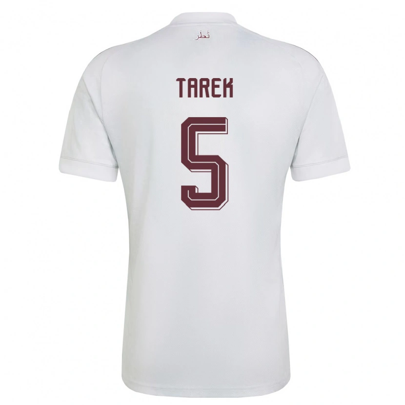 Danxen Kid Qatar Tarek Salman #5 White Burgundy Away Jersey 26-28 T-Shirt