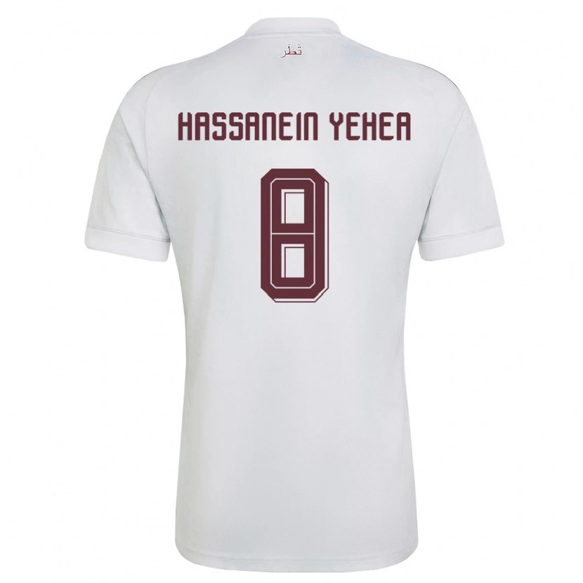 Danxen Kid Qatar Mohamed Hassanein Yehea #8 White Burgundy Away Jersey 26-28 T-Shirt