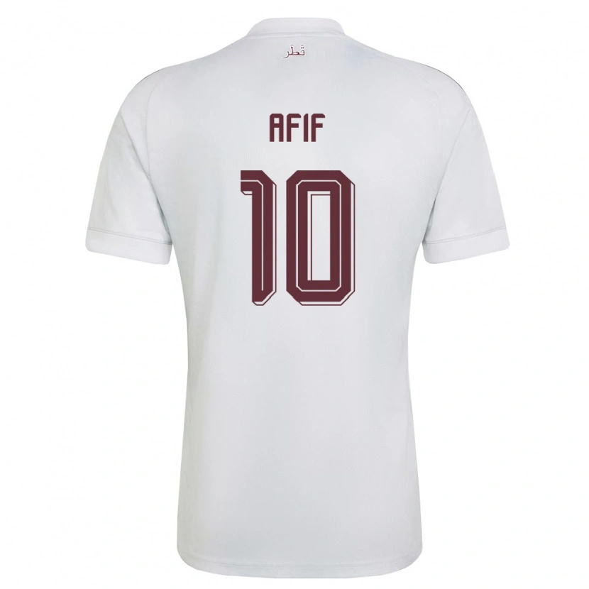 Danxen Kid Qatar Akram Afif #10 White Burgundy Away Jersey 26-28 T-Shirt