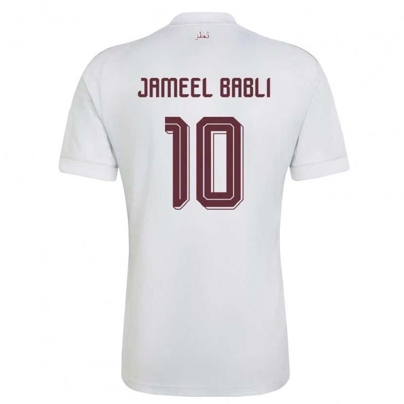 Danxen Kid Qatar Mohannad Babli #10 White Burgundy Away Jersey 26-28 T-Shirt