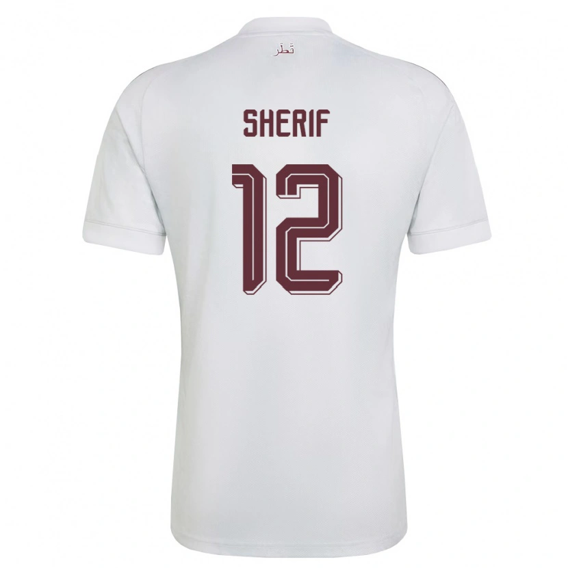 Danxen Kid Qatar Marwan Sherif #12 White Burgundy Away Jersey 26-28 T-Shirt