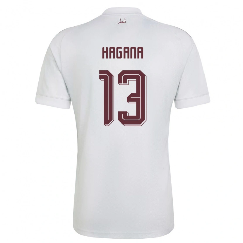 Danxen Kid Qatar Ahmed Hagana #13 White Burgundy Away Jersey 26-28 T-Shirt