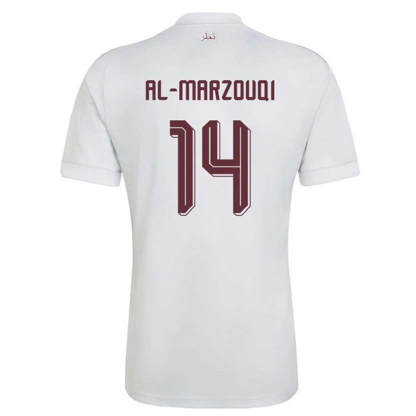 Danxen Kid Qatar Omar Al-Marzouqi #14 White Burgundy Away Jersey 26-28 T-Shirt