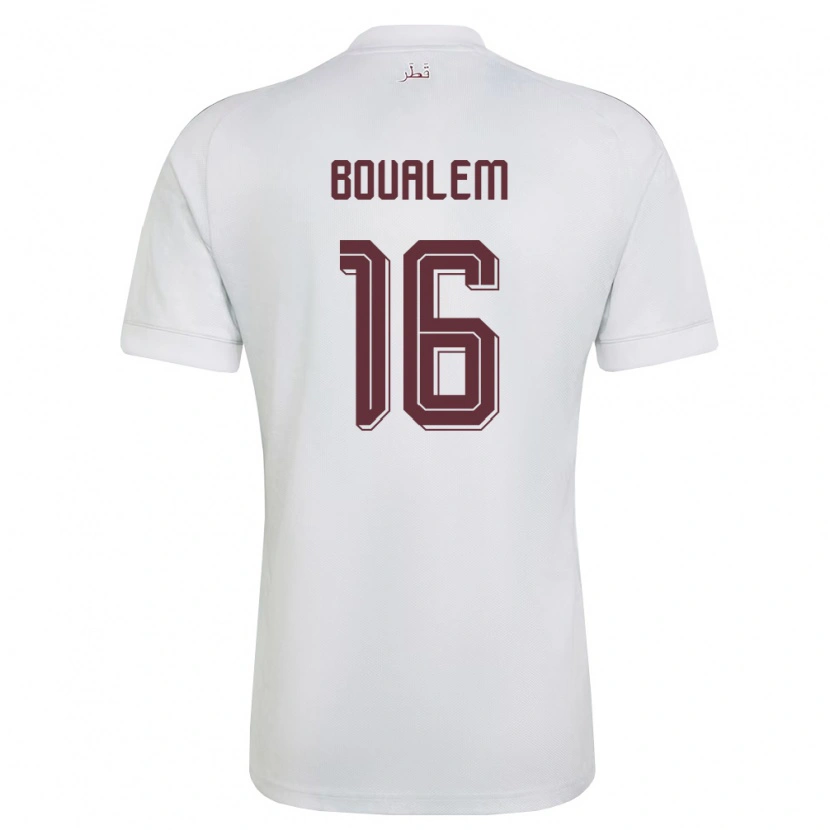 Danxen Kid Qatar Boualem Khoukhi #16 White Burgundy Away Jersey 26-28 T-Shirt