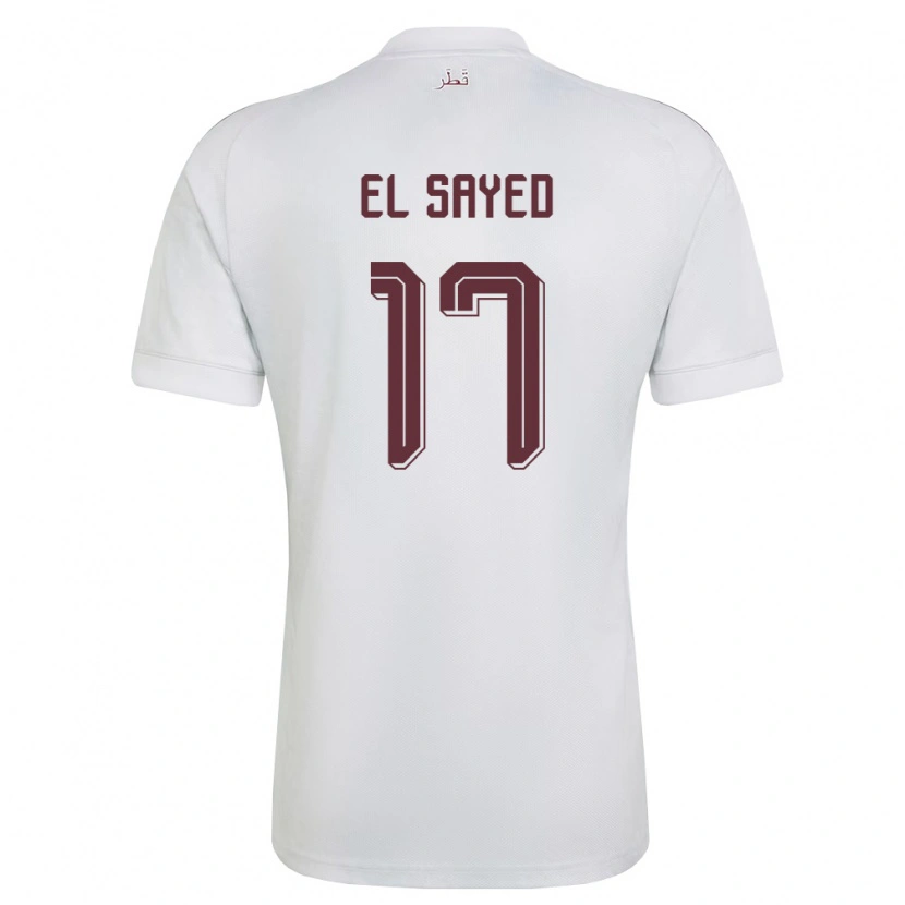 Danxen Kid Qatar Mostafa El Sayed #17 White Burgundy Away Jersey 26-28 T-Shirt