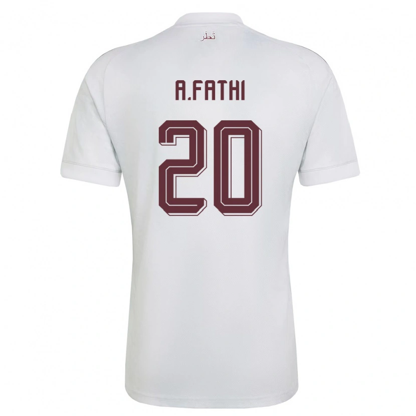Danxen Kid Qatar Ahmed Fathi #20 White Burgundy Away Jersey 26-28 T-Shirt