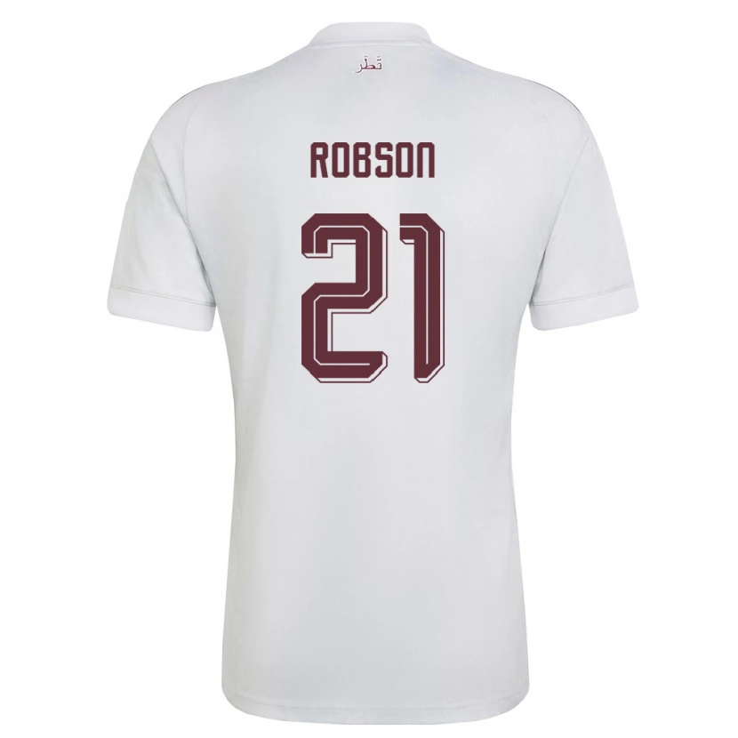 Danxen Kid Qatar Aaron Robson #21 White Burgundy Away Jersey 26-28 T-Shirt