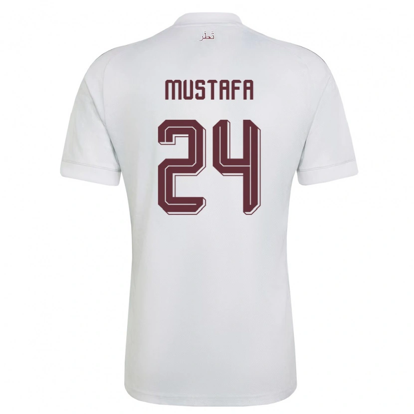 Danxen Kid Qatar Mustafa Mashaal #24 White Burgundy Away Jersey 26-28 T-Shirt