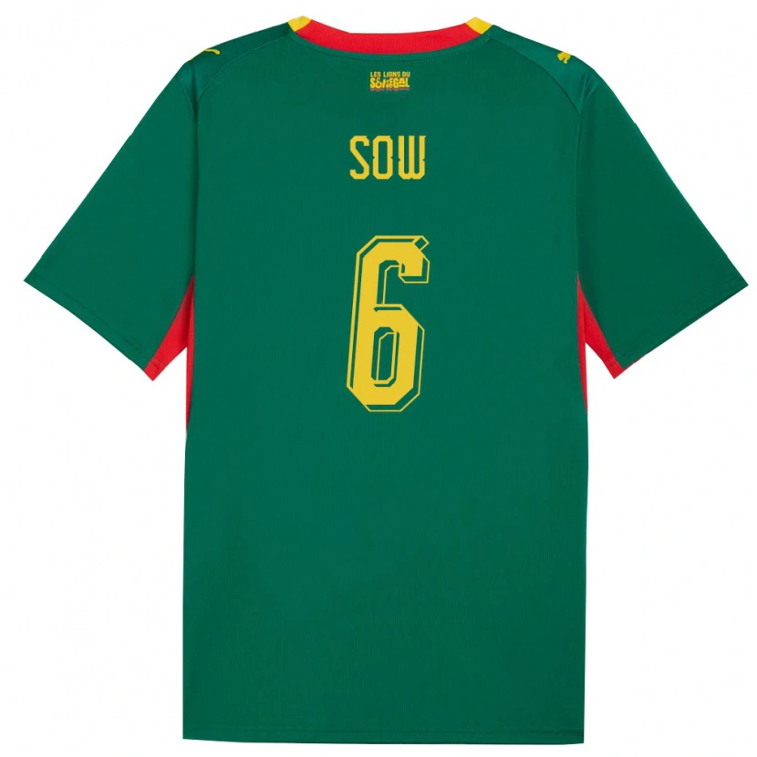 Danxen Kid Senegal Mame Sow #6 Green Yellow Red Away Jersey 26-28 T-Shirt