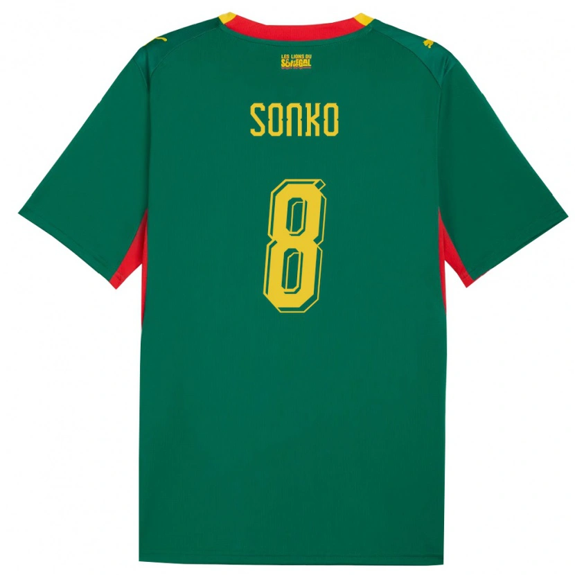 Danxen Kid Senegal Bakary Sonko #8 Green Yellow Red Away Jersey 26-28 T-Shirt