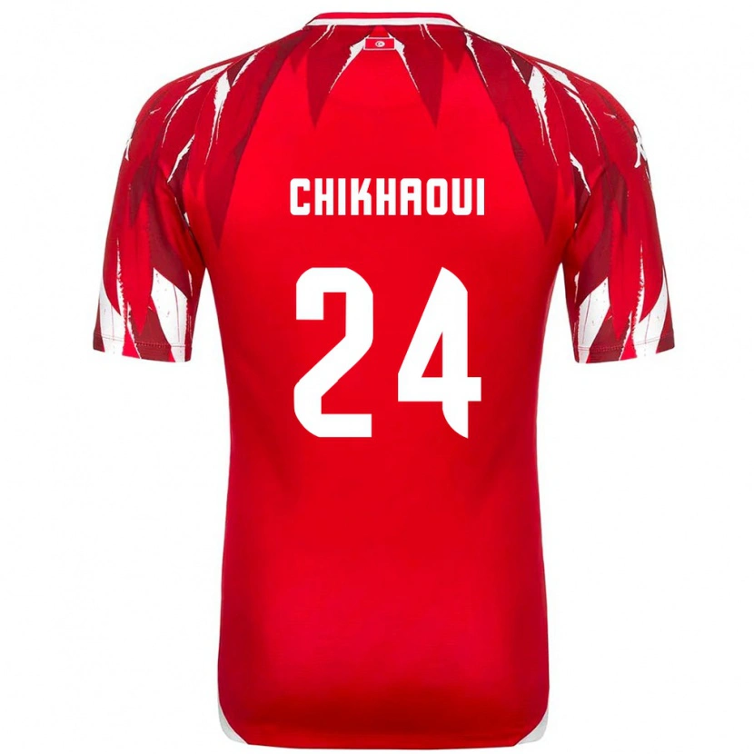 Danxen Kid Tunisia Raed Chikhaoui #24 Red White Away Jersey 26-28 T-Shirt