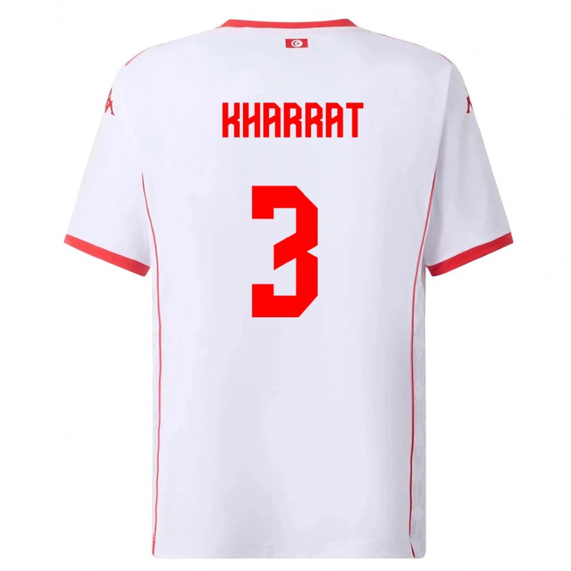Danxen Kid Tunisia Youssef Kharrat #3 White Red Away Jersey 26-28 T-Shirt